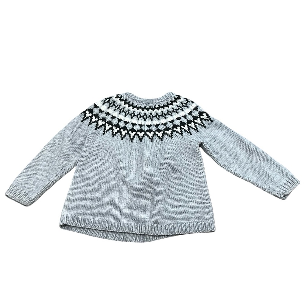 Hand Made Knit Fair Isle Elegant Gray Patterned Cottage Core Cozy Boho Preppy - Picture 6 of 7